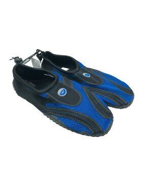 Easy USA Mens Water Shoes Mesh Slip On Drawstring Blue Black Size 13